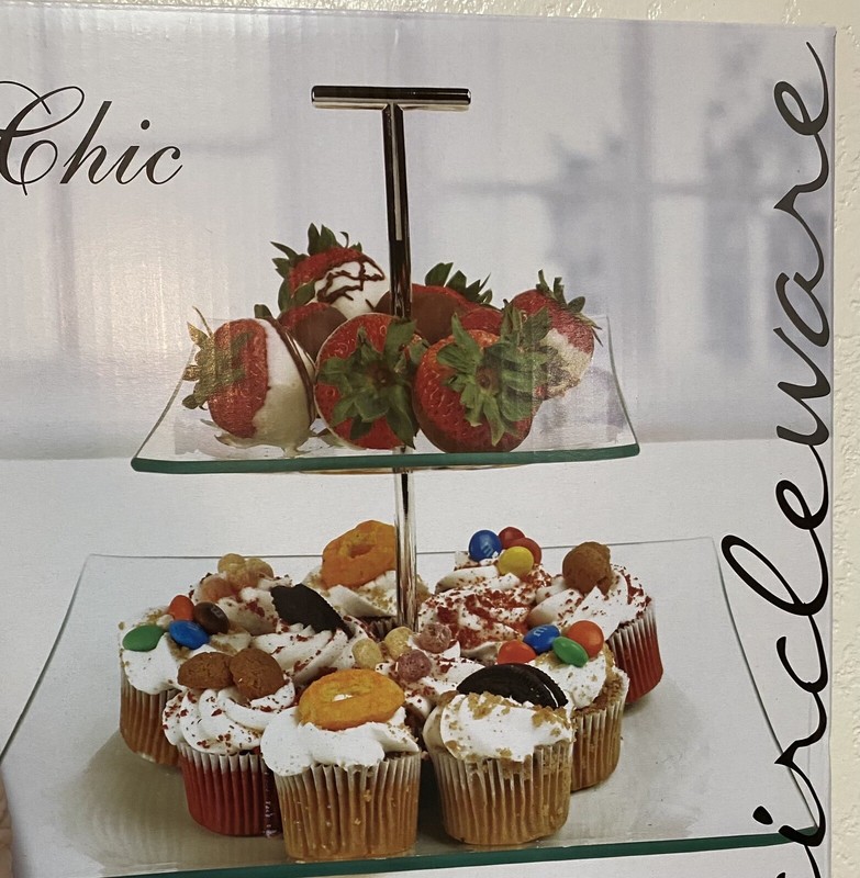 Chic Circleware 2 Tier Cake Plate with Metal Handle gallery