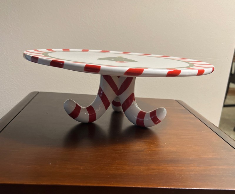 Pier 1 Candy Cane Cake Plate Stand, 12” gallery