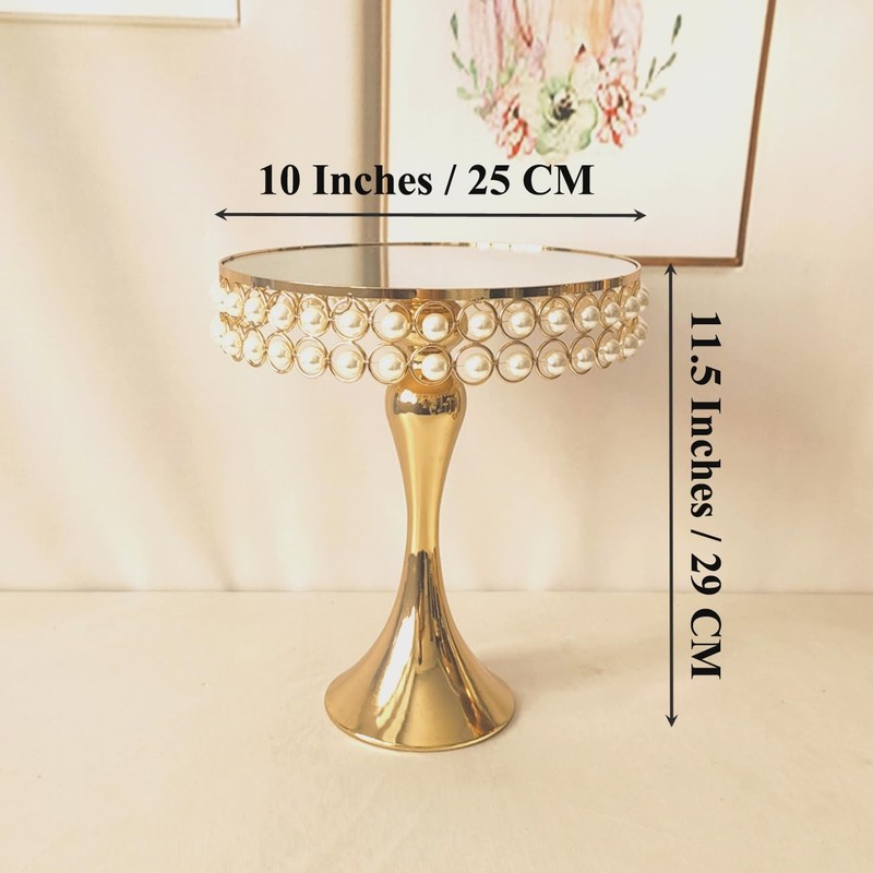 10 Inches 25cm Gold Round Mirror Cake Stand Cupcake Stands Metal Pedestal Hol... gallery