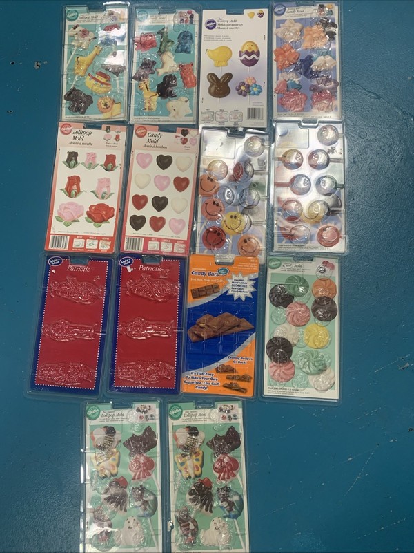 Lot of 14 Wilton Make N Mold Candy Molds Lollipop Mold Candy Bars Mold