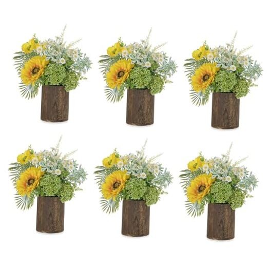 Wood Vases Rustic Centerpiece: Pcs 5.1″ Wooden Vase for Home Decor – 6 Brown