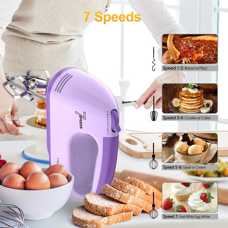 Hand Mixer Electric, Ultra Power Kitchen Hand Mixer With 7-Speed & 5 Stainles... gallery