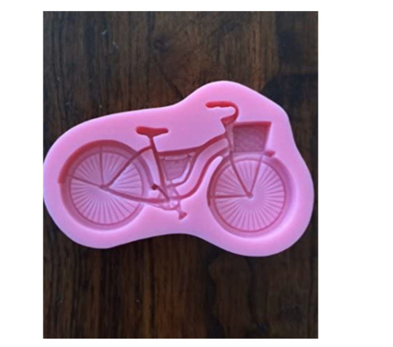 PARIS BICYCLE BIKE WITH BASKET SILICONE CANDY CHOCOLATE FONDANT CAKE MOLD