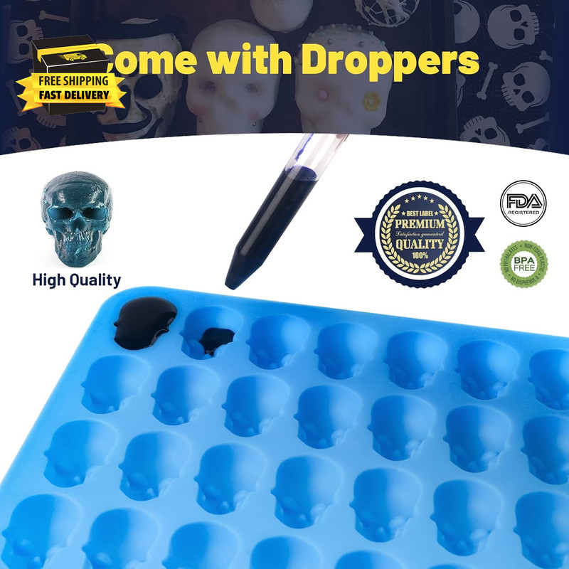 4Pcs Gummy Skull Chocolate Molds, Gummy Skull Candy Molds, Non-Stick Silicone Ca gallery