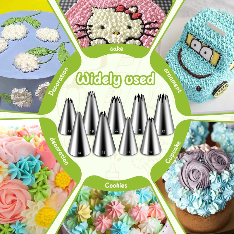 Open Star Piping Tips Set, 9 Pieces, Small Size gallery