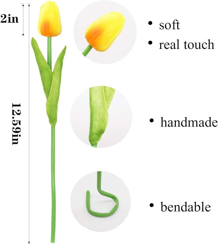 20pcs Artificial Tulips Flowers Fake Faux PU Tulip Bouquet Real Light Pink 20 gallery