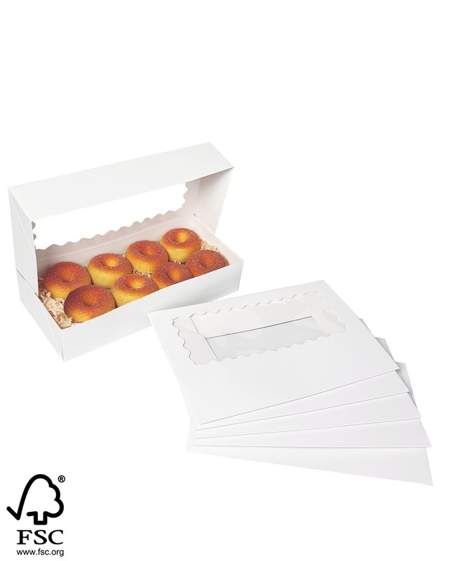 Auto-pop up Cookie Box with Window 12x5.5x2.5 Inch White 50Pcs Pastry Macaron... gallery
