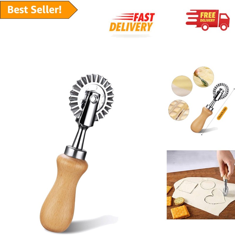 Aluminum Ravioli Cutter Wheel with Wood Handle – Perfect for Home Chefs