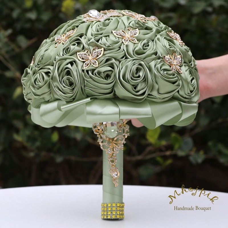 Mhojpik Handmade Wedding Flowers Bouquet Round Holding Bridal Bouquet Toss gallery