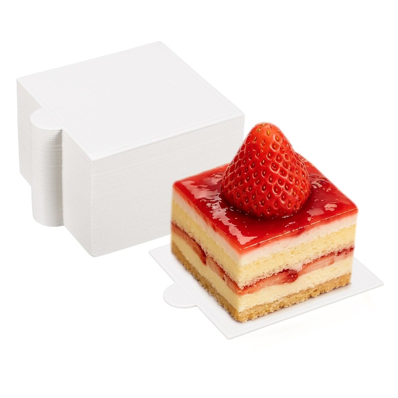 50 Pcs Mini Cake Boards, 2.8 Inch Square Mousse Cake Base, White