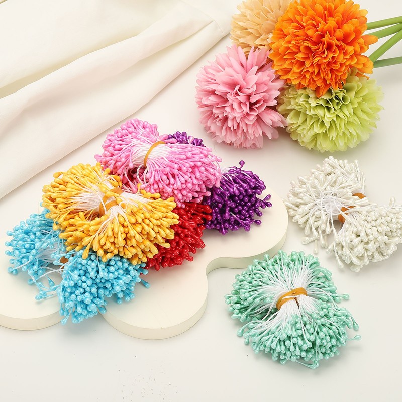 3mm Double Heads Flower Stamen, 300 Pcs Artificial Flower Pistil, Golden Yellow gallery