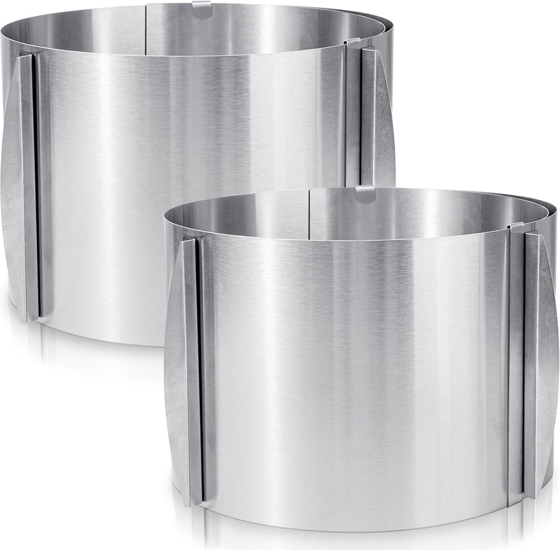 2 Pcs 6 to 12 Inch Cake Ring 5.9 Inch High Adjustable Cake Mold Baking Rings Kit gallery