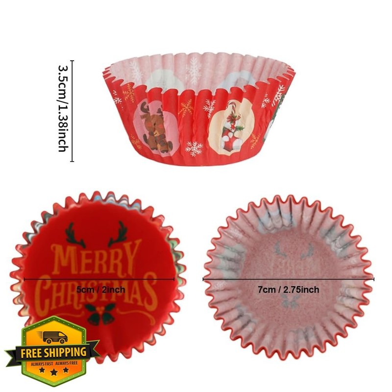 Kiopdse Christmas Red Cupcake Liners 100 ct gallery
