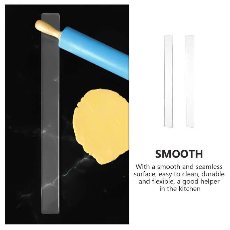 2 Pcs Kitchen Dough Thickness Measuring Rulers Acrylic Rolling Pin Guides gallery