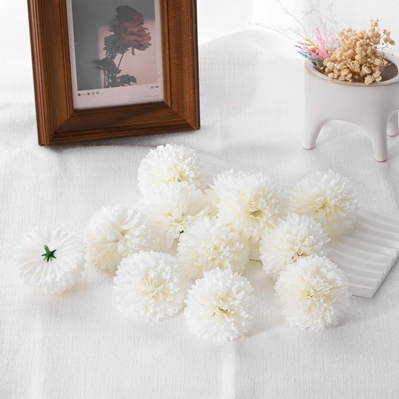 12-Pack Artificial Flower Heads, Cream White Chrysanthemum for Home, Wedding gallery