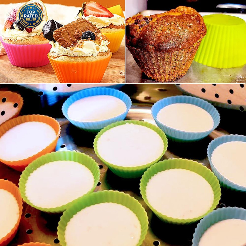 Extra Large Silicone Cupcake Muffin Cups 12 Pack, 3.54 Inch Muffin Liners, Reusa gallery