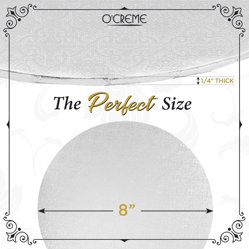 10 Pack 8 Inch White Round Cake Drum Board 1/4 Inch Thick Pastry Base gallery