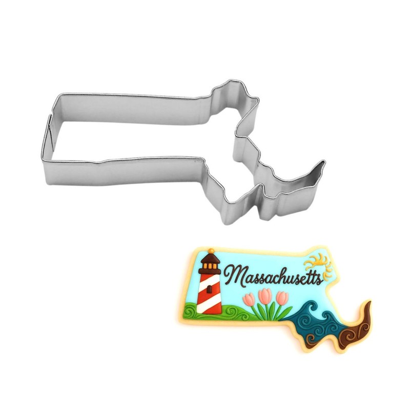Massachusetts State 4” Cookie Cutter Metal College Football Birthday Party Grad