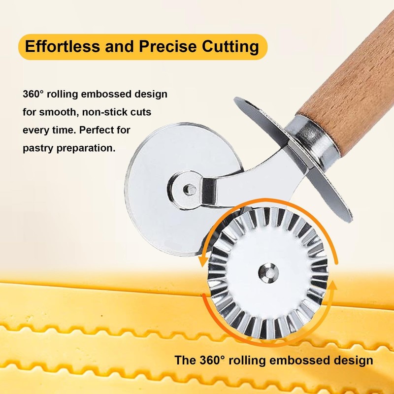 Pastry Double Cutter Wheel,Dual-Head Baking Tool for Home and Kitchen Use,Rav... gallery