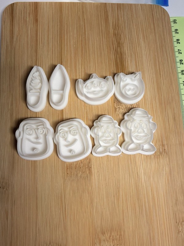 Toy Story 8pc 3d PLA white cookie cutter set (From 1 to 2 inches)