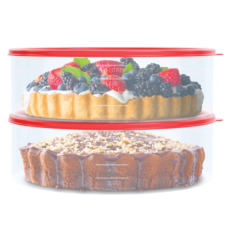 2 Pack Pie Carrier Cake Storage Container with Lid | 10.5″ Large Round…