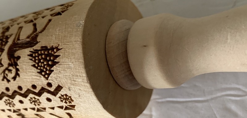 Embossed Wooden Rolling Pin, Engraved with Christmas Elk Deer Great For Holidays gallery
