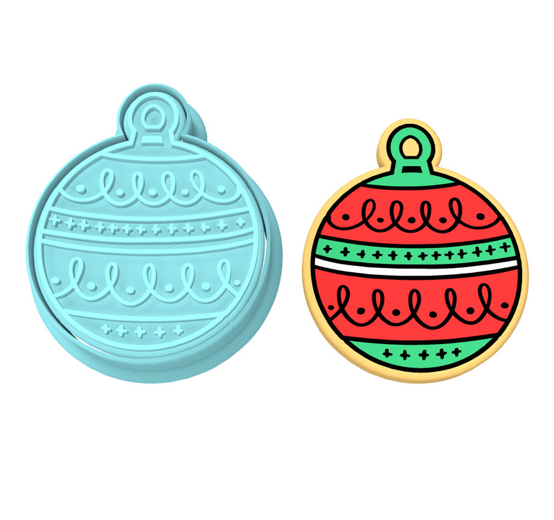 Christmas Ornament Cookie Cutter & Stamp #2 | Xmas Holiday Bulb Holiday