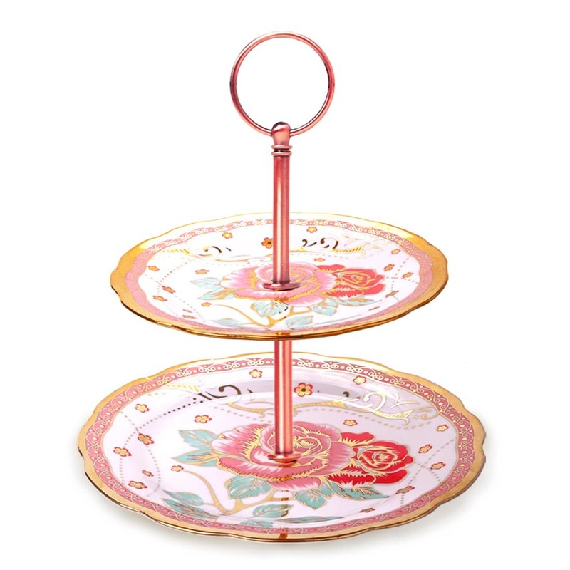 15 Inches 3-Tier Cupcake Red Stand Hardware Fittings, Metal Mold Round Holder... gallery