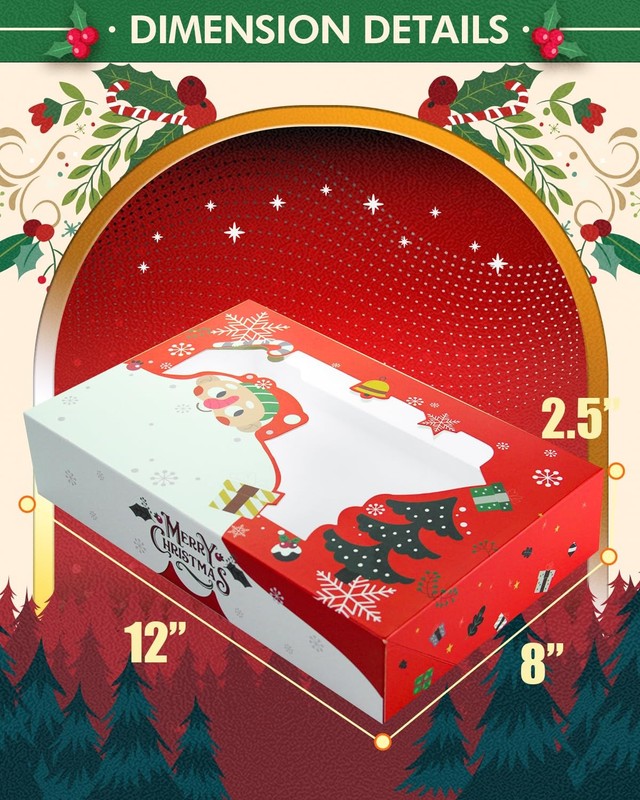 24 PCS Christmas Cookie Box With Window AutoPop Up Pastry 12x8x2.5 Inch gallery