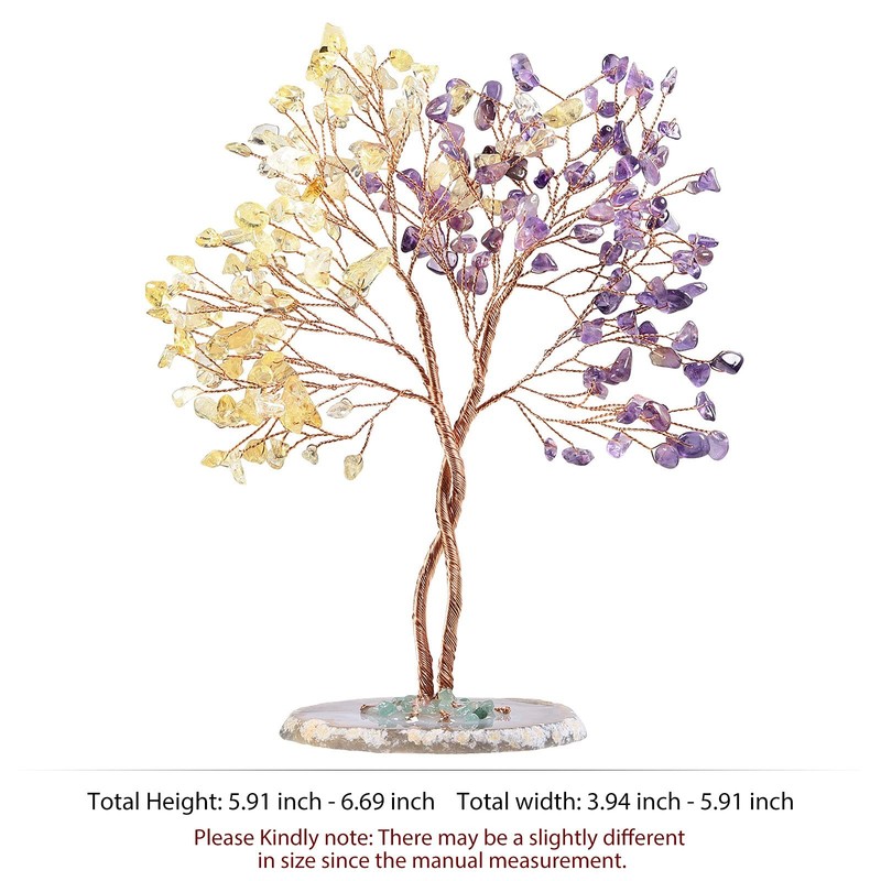Mookaitedecor Handmade Crystal Tree Agate Slice Base Bonsai Money Tree Of Life gallery