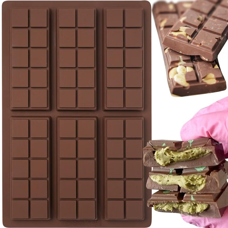 2pcs 6in1 Chocolate Bar, wax, soap Mold,Non-Stick, 100% Food Grade Silicone