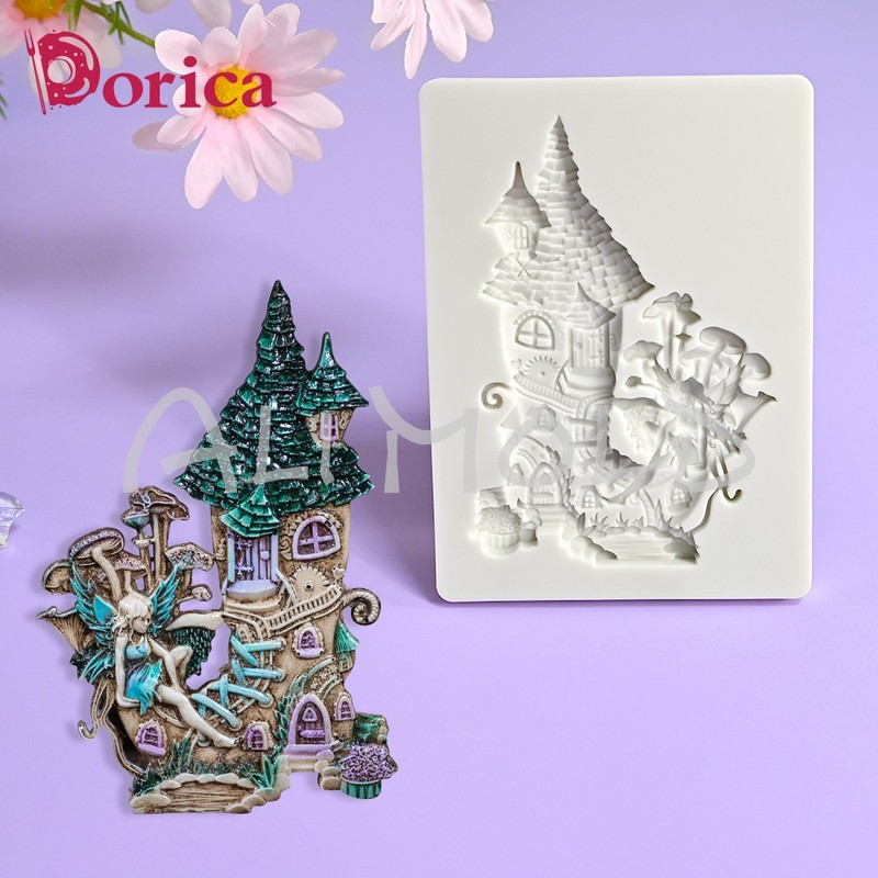 Angel Fairy House Embossed Fondant Silicone Mold Fudge Chocolate Mould