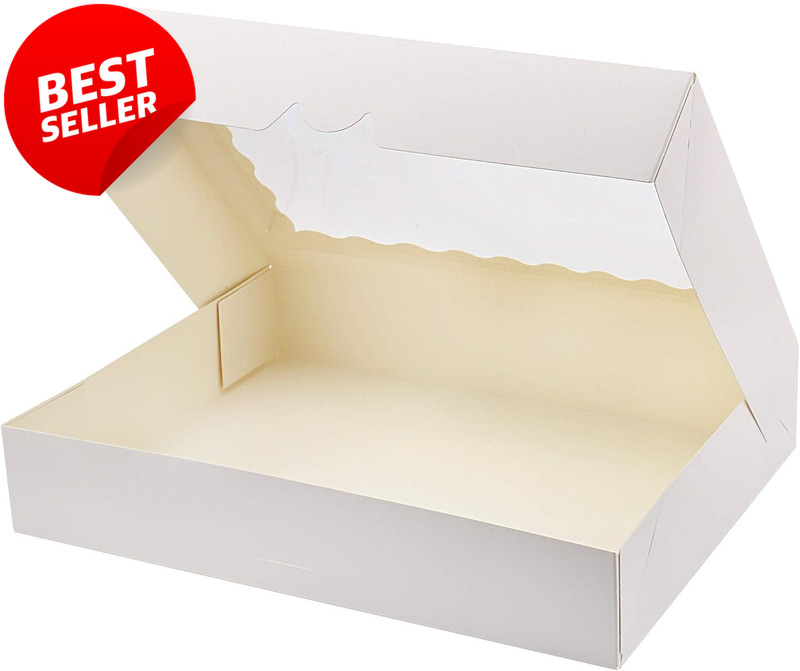20-Pack 14x10x2.5" Bakery Cookie Boxes Auto-Popup Window White - US gallery