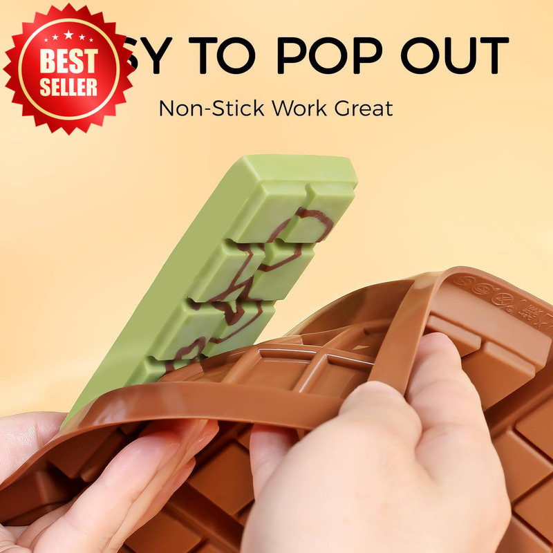 Chocolate Bar Mold Non-Stick Food Grade Silicone Deep Dubai Pistachio Snacks US gallery