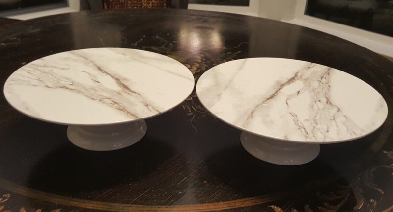 Threshold Marble Look 12" Cake Stand Melamine 4" Tall 12” Across [2 Piece Set] gallery