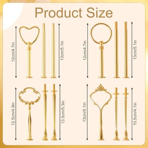 3-Tier Cake Stand Hardware Kit - 6 Sets for Stacking Wedding Party Decor, Gold gallery