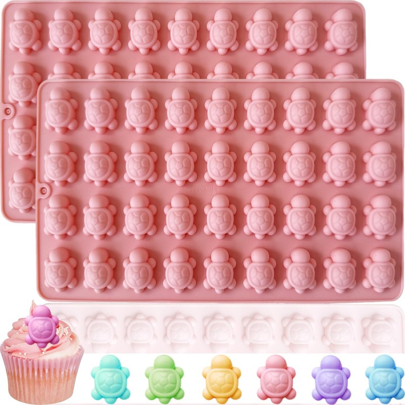Mini Pink Sea Turtle Silicone Chocolate Mold 2 Pack 72 Cavity Silicone