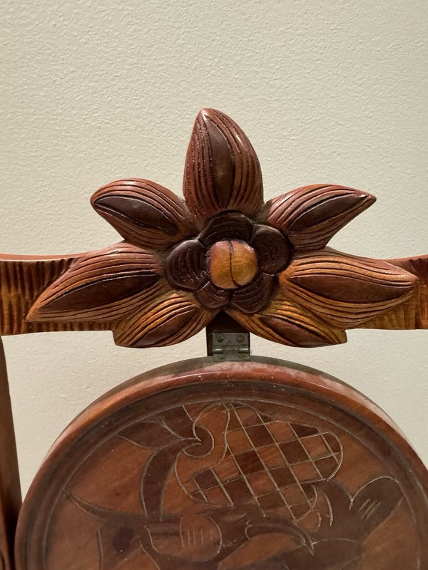 Vintage Ornate Wooden Muffineer Stand Carved Handle & Bird / Floral Decorations gallery