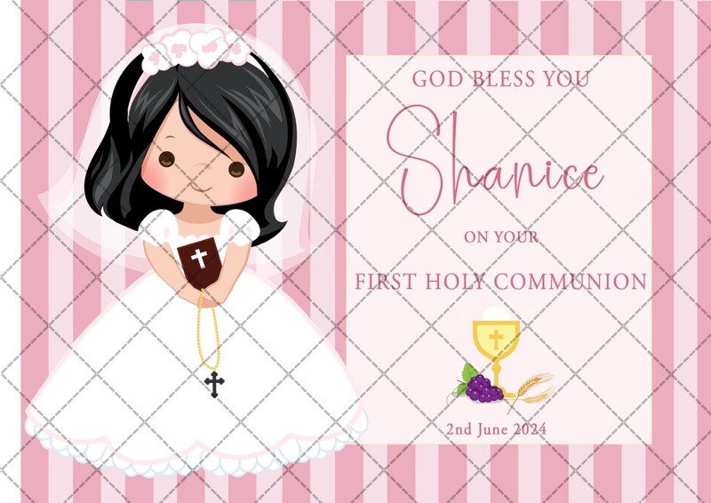 Communion Confirmation Religious Rectangle or Square Edible Icing Cake Topper
