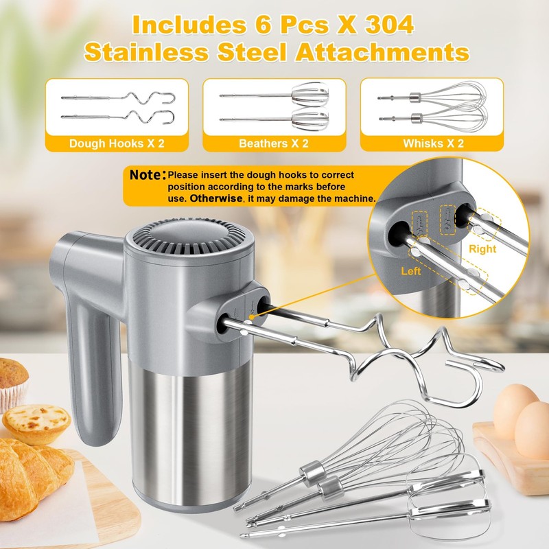 Cordless Electric Hand Mixer, 7 Speed Rechargeable Wireless Handheld Mixer wi... gallery