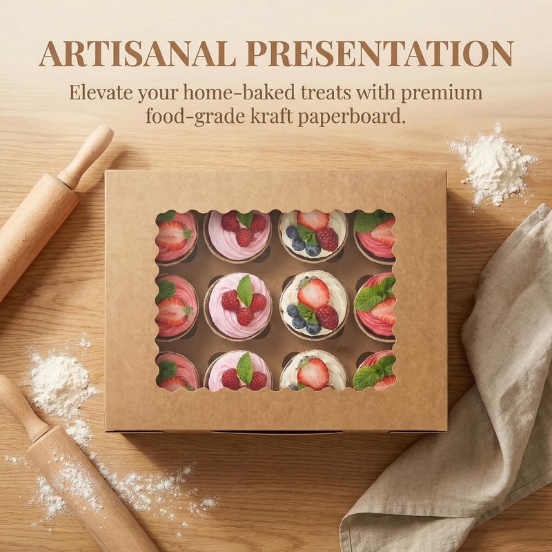 20 Pack Cupcake Boxes, 12 Counts Dozen Cupcake Containers with Window and Ins... gallery