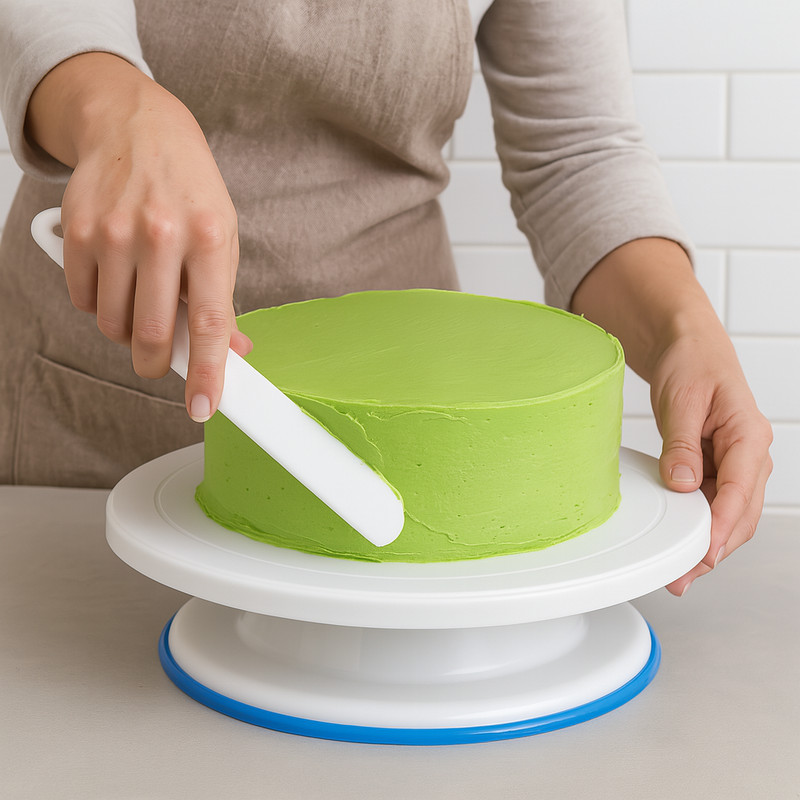 11" Revolving Cake Turntable Decorating Elegnt White Stand Non-Slip Base,US sale gallery