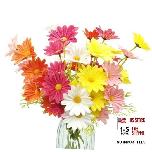 10 Bundles Artificial Daisy Flowers Colorful Real Touch Faux Daisies Fake