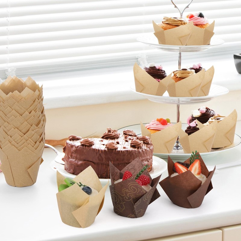 400pcs Tulip Cupcake Liners for Baking Cups Greaseproof Tulip Muffin Liners P... gallery