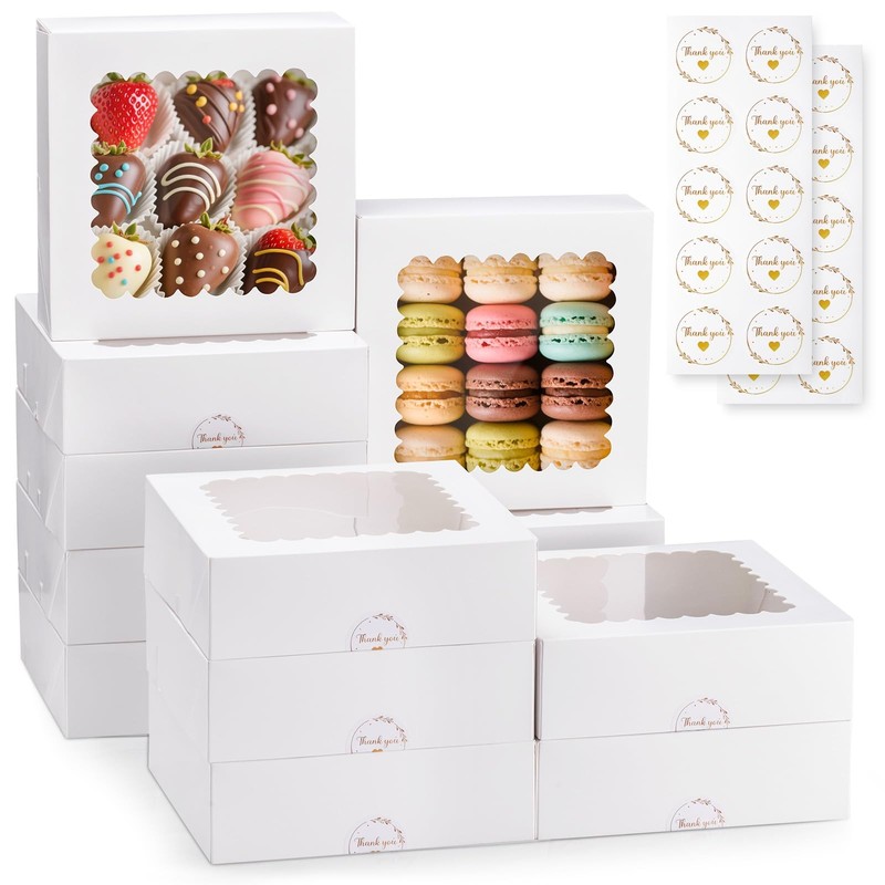 20 Pcs Chocolate Covered Strawberry Boxes with Window, Auto-Pop-Up 8x8x2.5 in…