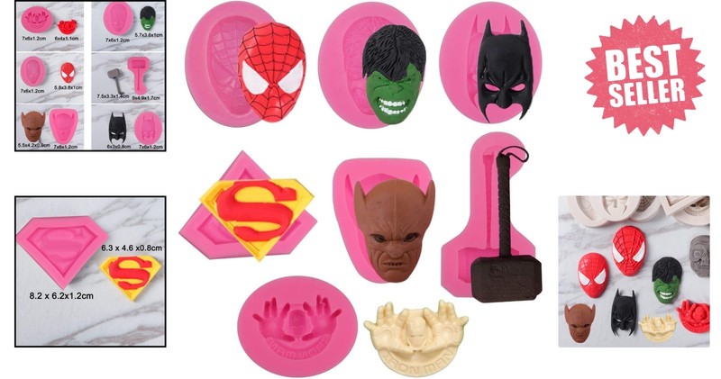 Durable Pink Silicone Superhero Molds - Perfect for Candy & Fondant Creations gallery