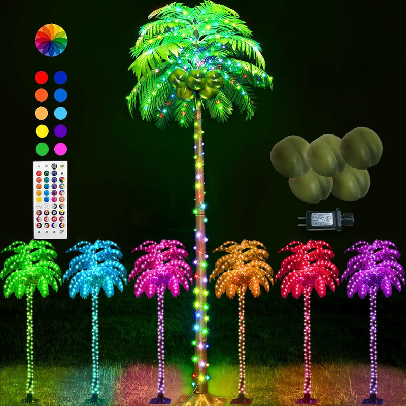 Ledido 7FT Lighted Palm Tree Color Changing with 5 Coconuts, 218LED Artificial L gallery