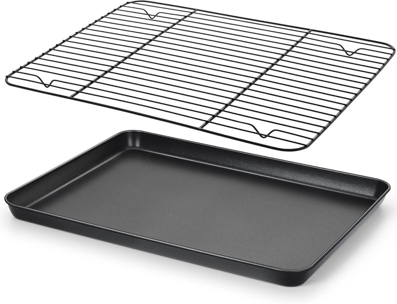 Nonstick Baking Sheet with Rack Set, 16 x 12 x 1 Inch Cookie Sheet Baking Pan