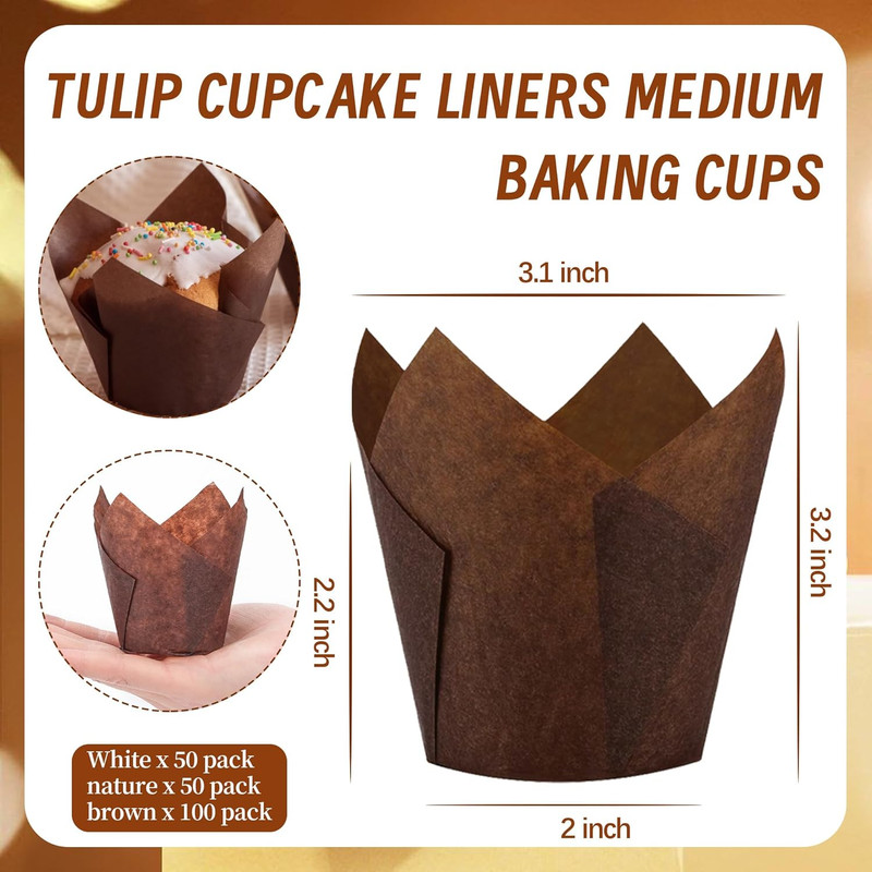 200PCS Tulip Cupcake Liners Parchment Baking Cups Muffin Wrappers Perf... gallery