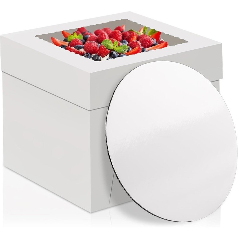 10x10x8 Inch Disposable Cake Box with Window 2 Pack Cake Carrier Transport